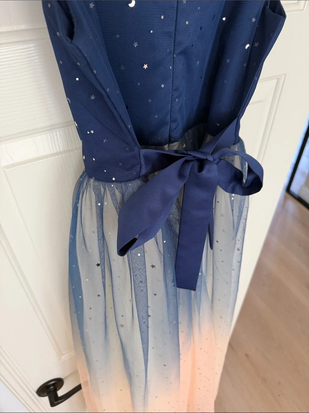 Girls Navy and Peach Ombre Tulle Party Sparkly Dress